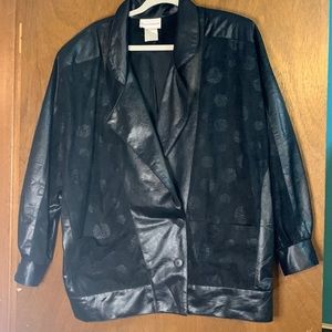 Vintage 90’s Pierre Lamonte Size 12 Black Faux Suede/Leather Lightweight Jacket